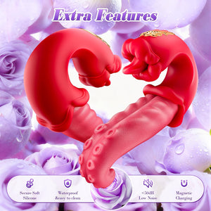 Joylume Crimson Orchid rotating tongue rose vibrator shown from product view
