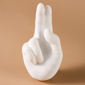 Joylume Golden Hand heated trigger vibrator featuring vibration and warming comfort