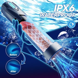 Joylume IronVine handheld electric penis pump shown in lifestyle setting