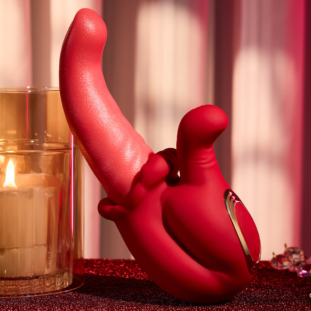 Joylume Lamia vibrator featuring telescopic thrusting and rotating stimulation