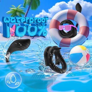 Joylume Midnight Thorn vibrating cock ring shown in couples pleasure setting