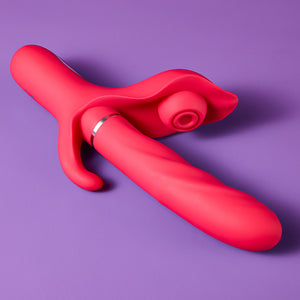 Joylume On Cycle soft suck thrusting vibrator shown from angled product view