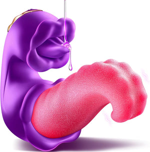 Joylume Scarlet Kiss rose tongue vibrator shown from angled product view