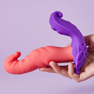 Joylume Soft Teaser Crimson Tide dildo featuring curved shape and textured shaft