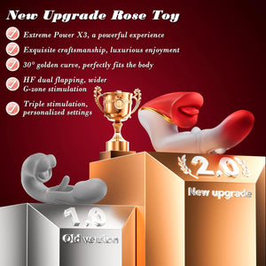 Joylume Sweet Biter Crimson Flutter dual tongue vibrator shown from product view