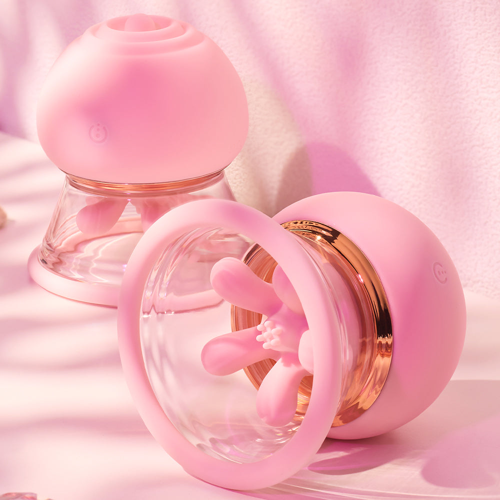 Joylume Velour Grip vibrating nipple toys with kneading and suction design