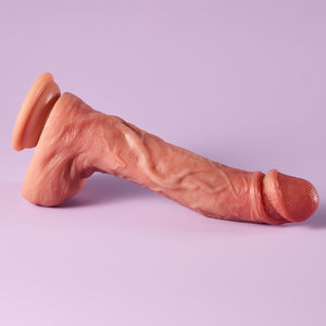 Joylume Velvet Pulse thrusting anal dildo shown from angled product view