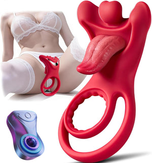 Joylume vibrating cock ring with realistic tongue for couples stimulation