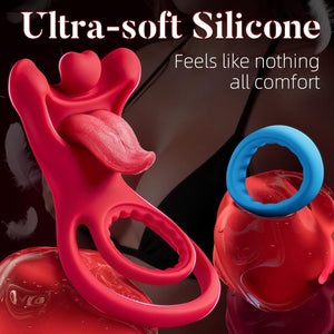 Joylume cock ring featuring soft tongue licking design for clitoral pleasure