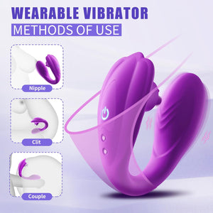 Joylume Violet Whisper wearable vibrator featuring tongue licking clitoral design