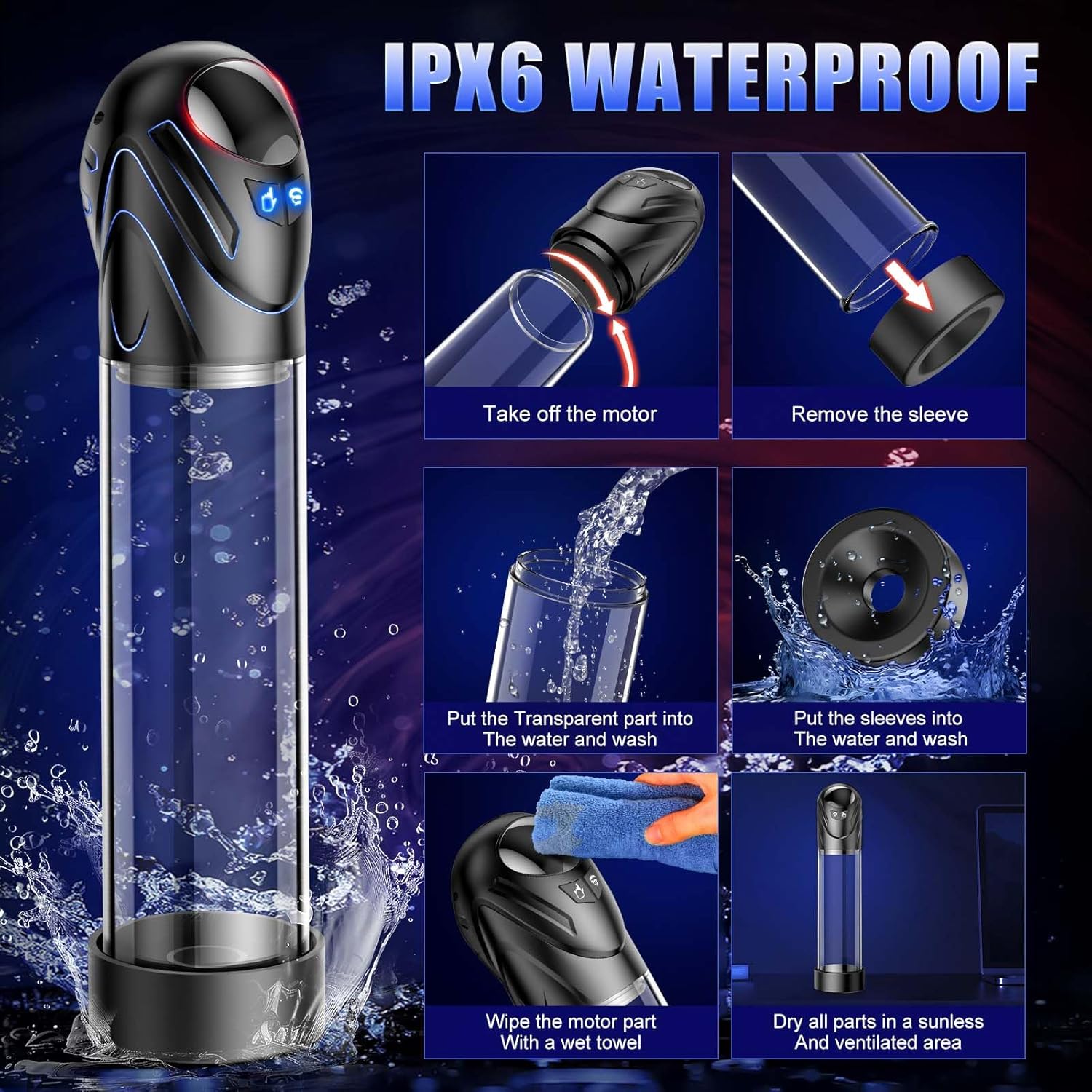 Joylume Apex Flow handheld electric penis pump shown in lifestyle setting