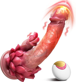 Joylume Devout Lotus thrusting heated dildo with remote control and suction base for hands free pleasure