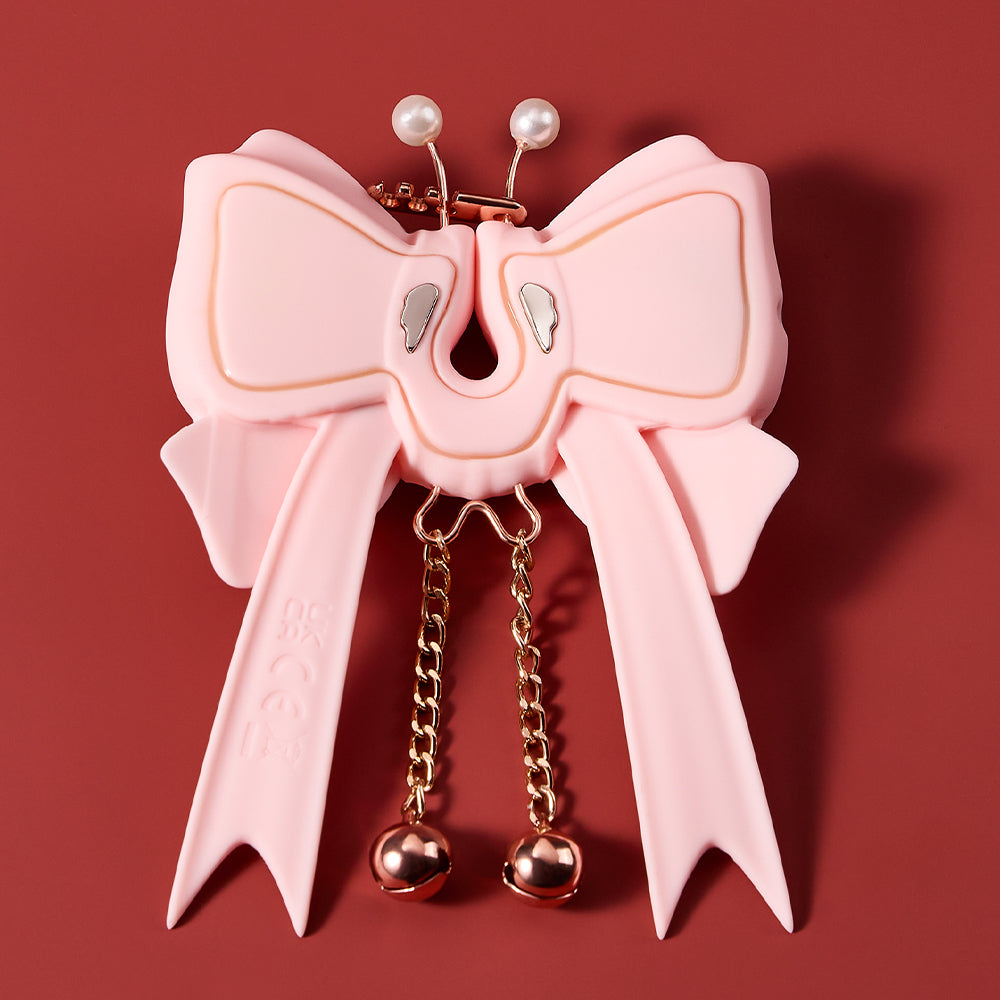 Joylume Electric Papillon butterfly nipple clamps front view with elegant bow design