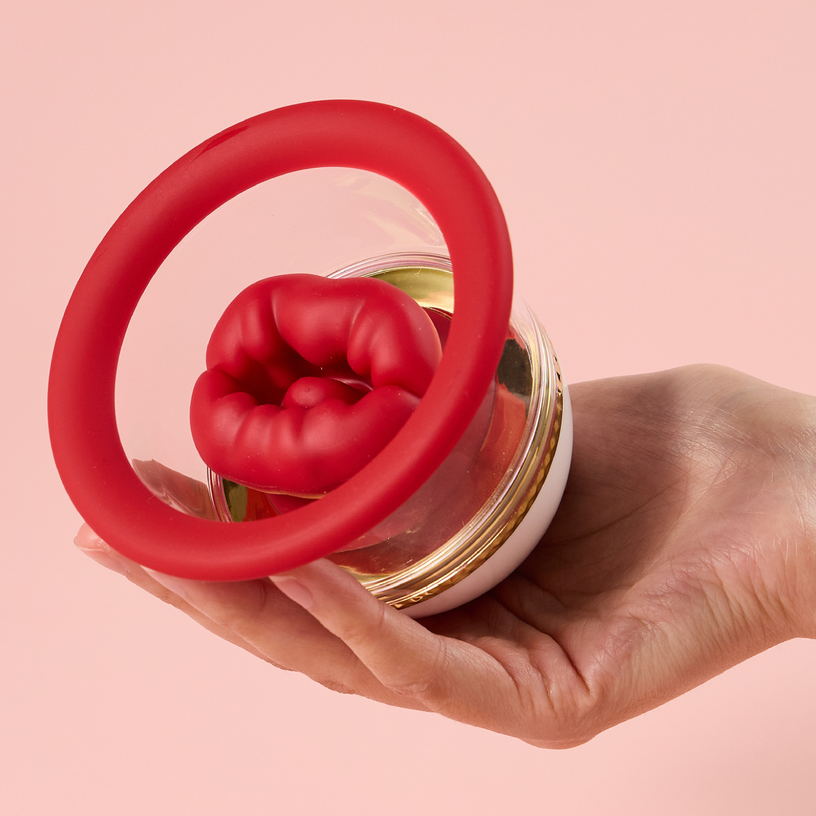 Joylume Hungry Rose handheld rose suction vibrator shown in lifestyle setting