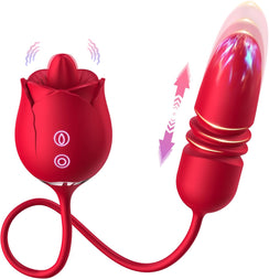 Joylume Rose Thrust 3 in 1 rose vibrator with tongue licking and thrusting motion