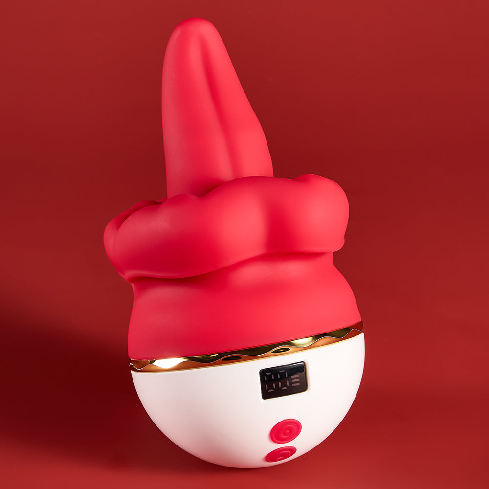 Joylume Silk Teaser handheld rose tongue vibrator shown in lifestyle setting