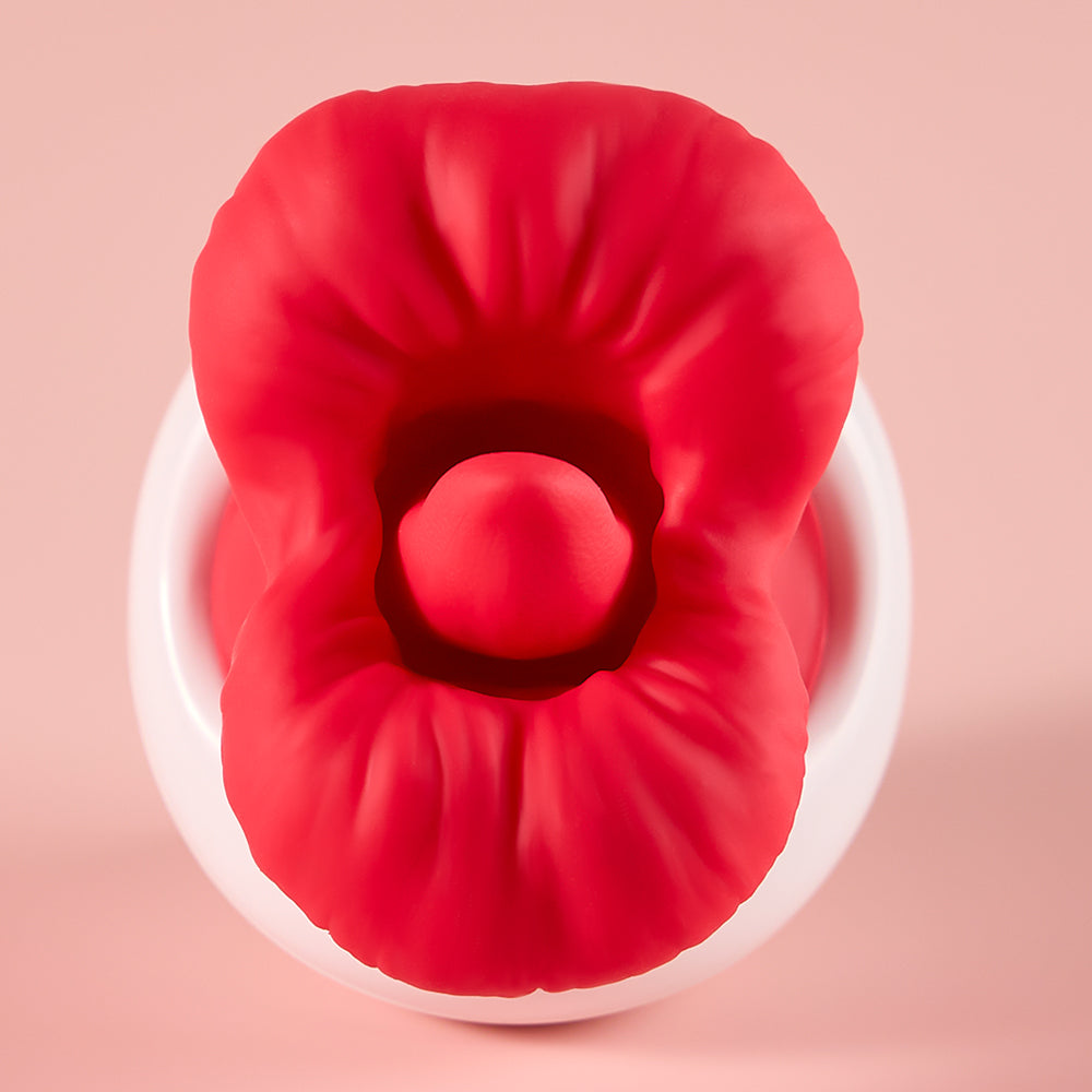 Joylume Soft Hold rose vibrator featuring soft textured silicone head
