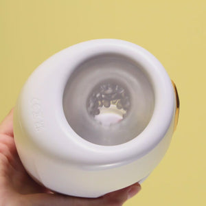 Joylume Power Stroke male masturbator demonstrating tongue licking motion